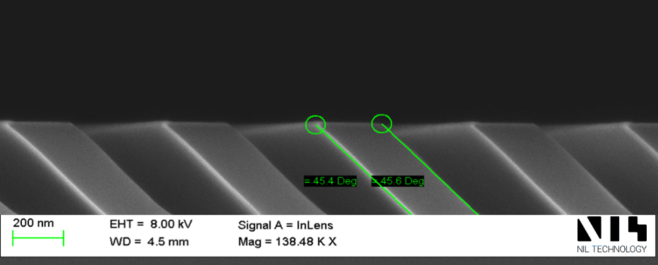 Slanted grating master - the pitch, the aspect ratio and the slant angle can be tuned