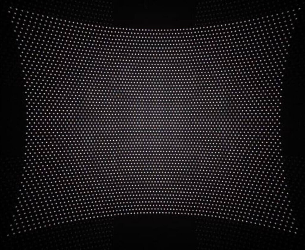 Proven dot pattern of 940 nm VCSEL array project through a Diffractive optical element (DOE) collimator and 3 x 3 fan-out DOE.