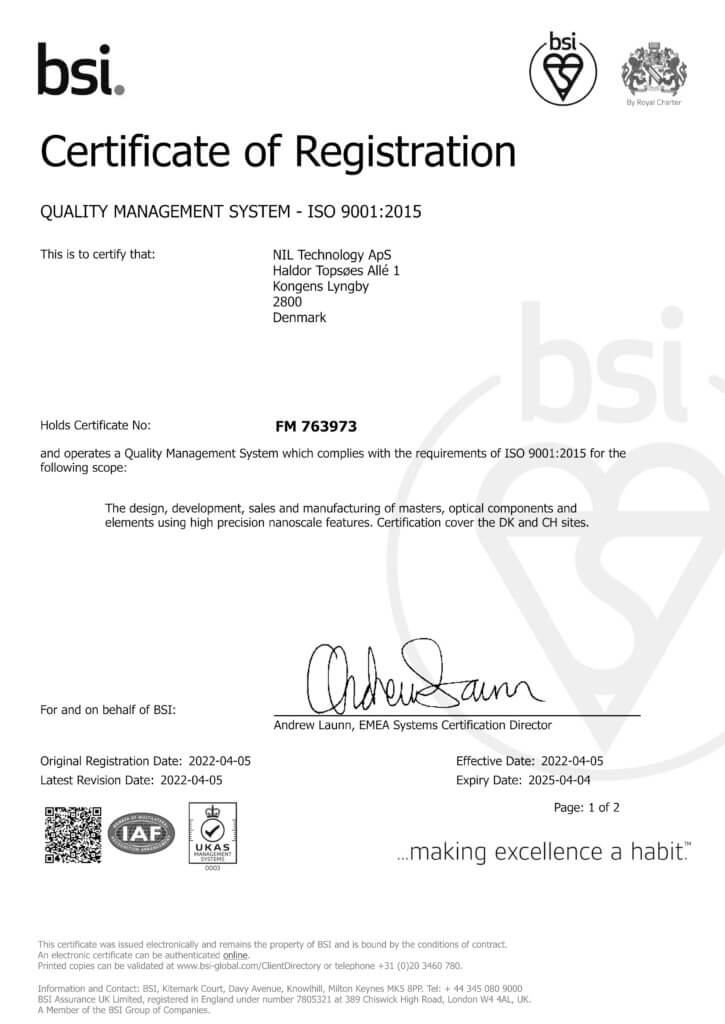 ISO 9001 Certification | NIL Technology